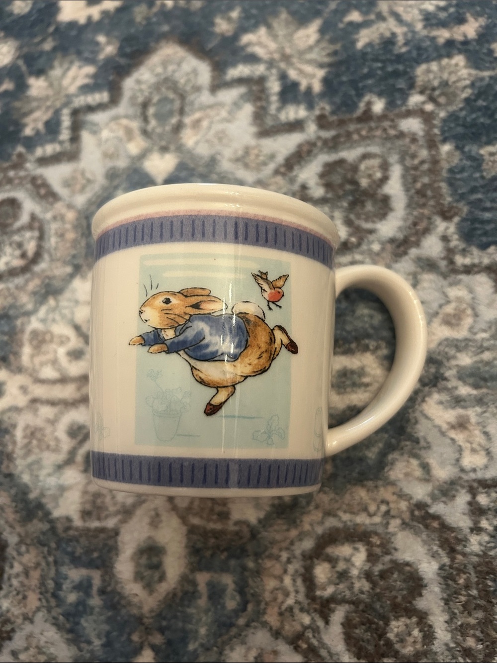Ceramic Peter Rabbit Mug in Blue and White